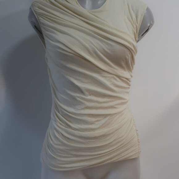 Womens Agolde Cream Ruched Ester Twist Sleeveless Tank Top M - Picture 5 of 13